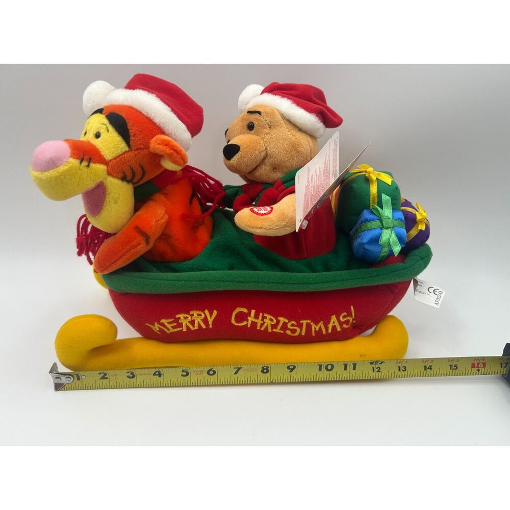 Disney Winnie the Pooh Tigger Christmas Sleigh Plush Animated Musical UNTESTED